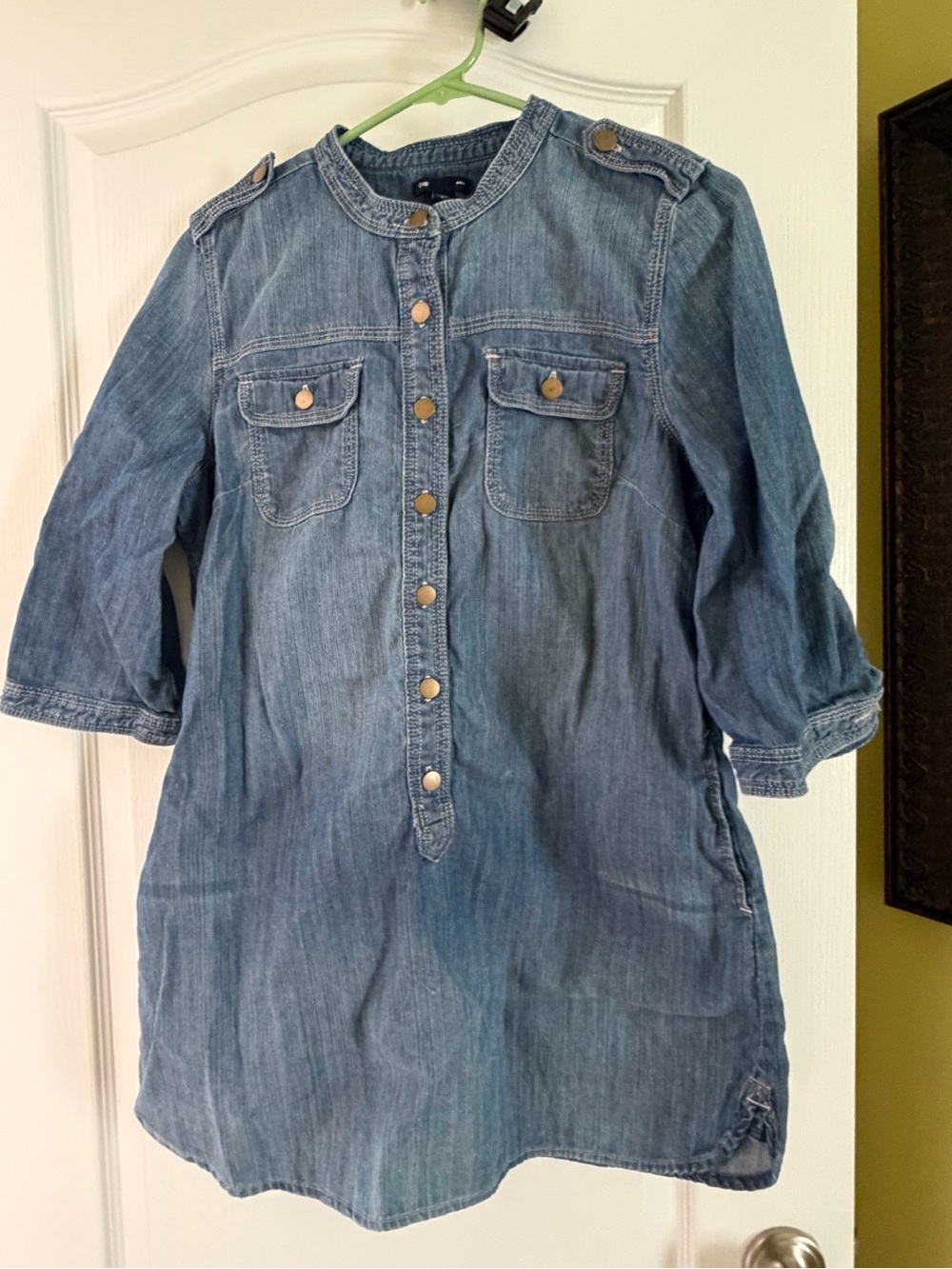 Gap Denim Blue Women's Button-Front Tunic Dress medium